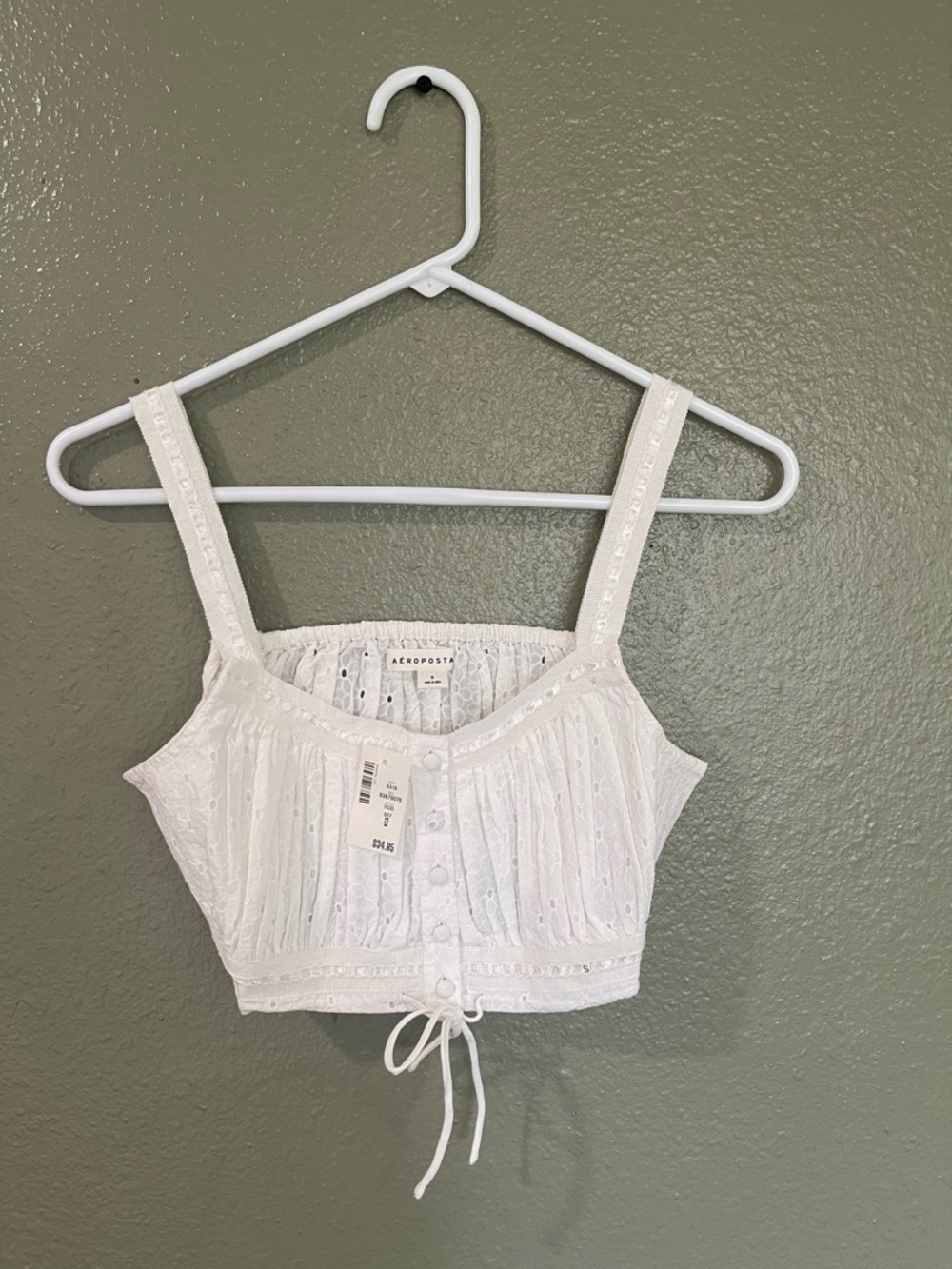 Aeropostale White Eyelet Cropped Top